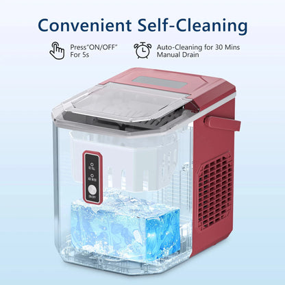 SIMZLIFE Ice Maker Countertop , 26.5 lbs/24H, 9 Cubes in 6 Mins,Self-Cleaning, Portable Ice Maker with Handle for Home,Red - Merit Sell