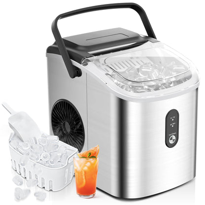 SIMZLIFE Portable Ice Maker Machine 26.5lbs/Day 9 Cubes in 6 Mins with Auto-Cleaning Basket and Scoop for Kitchen Office Party - Merit Sell