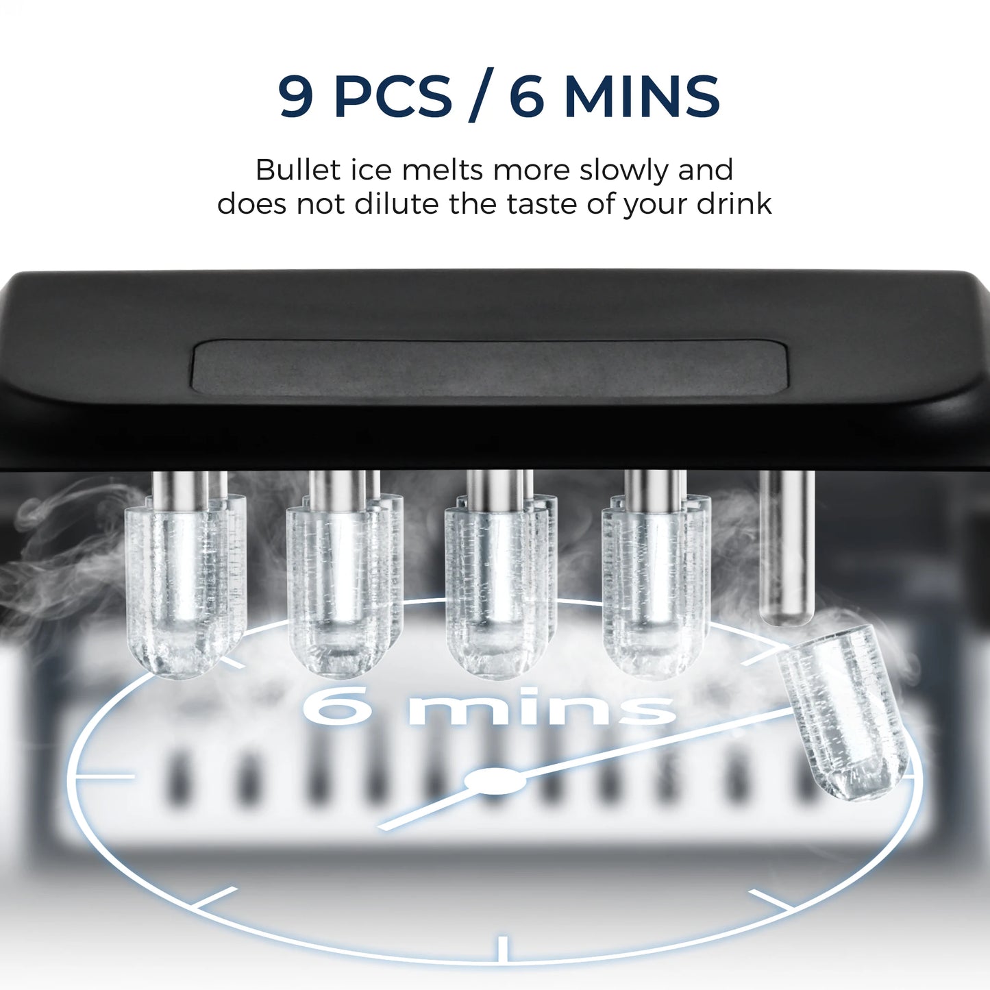 SIMZLIFE Portable Ice Maker Machine 26.5lbs/Day 9 Cubes in 6 Mins with Auto-Cleaning Basket and Scoop for Kitchen Office Party - Merit Sell