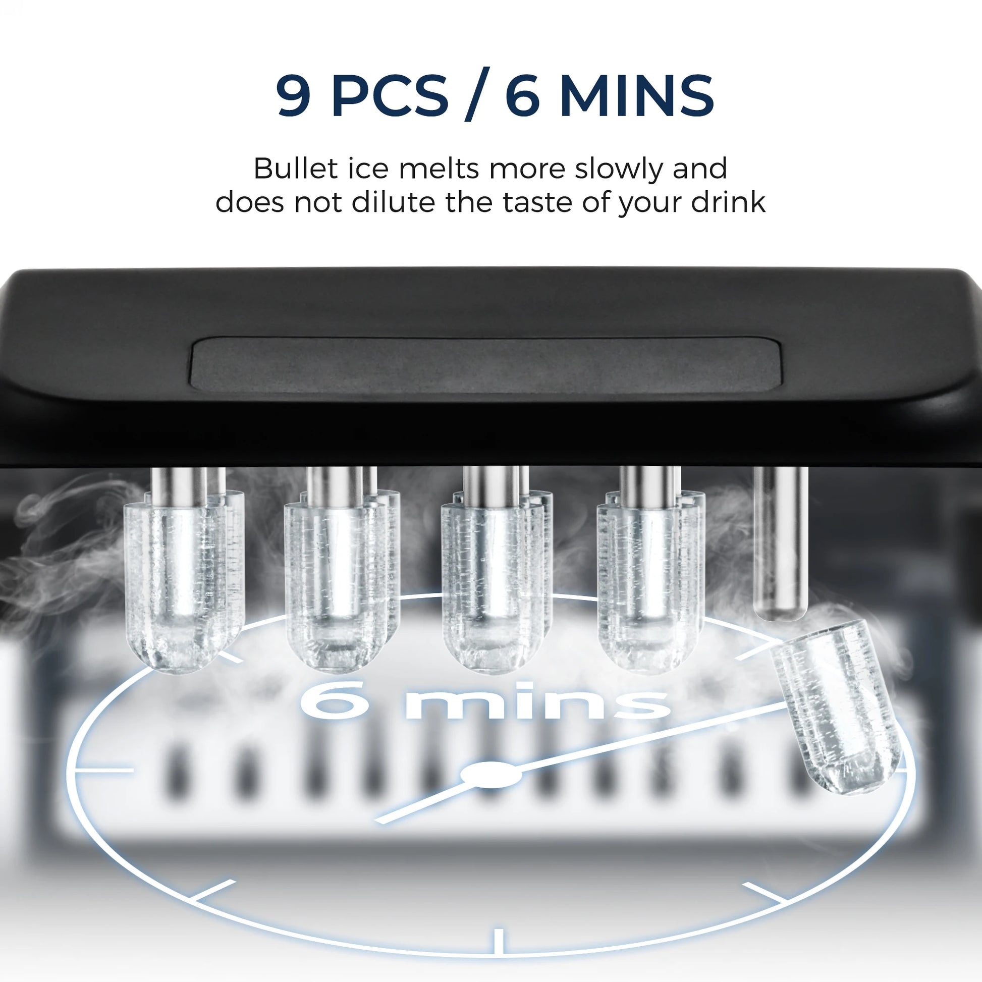 SIMZLIFE Portable Ice Maker Machine 26.5lbs/Day 9 Cubes in 6 Mins with Auto-Cleaning Basket and Scoop for Kitchen Office Party - Merit Sell