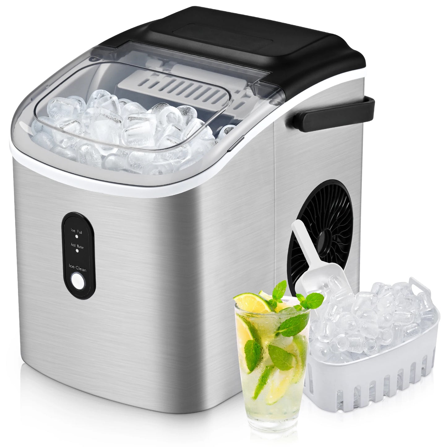 SIMZLIFE Portable Ice Maker Machine 26.5lbs/Day 9 Cubes in 6 Mins with Auto-Cleaning Basket and Scoop for Kitchen Office Party - Merit Sell