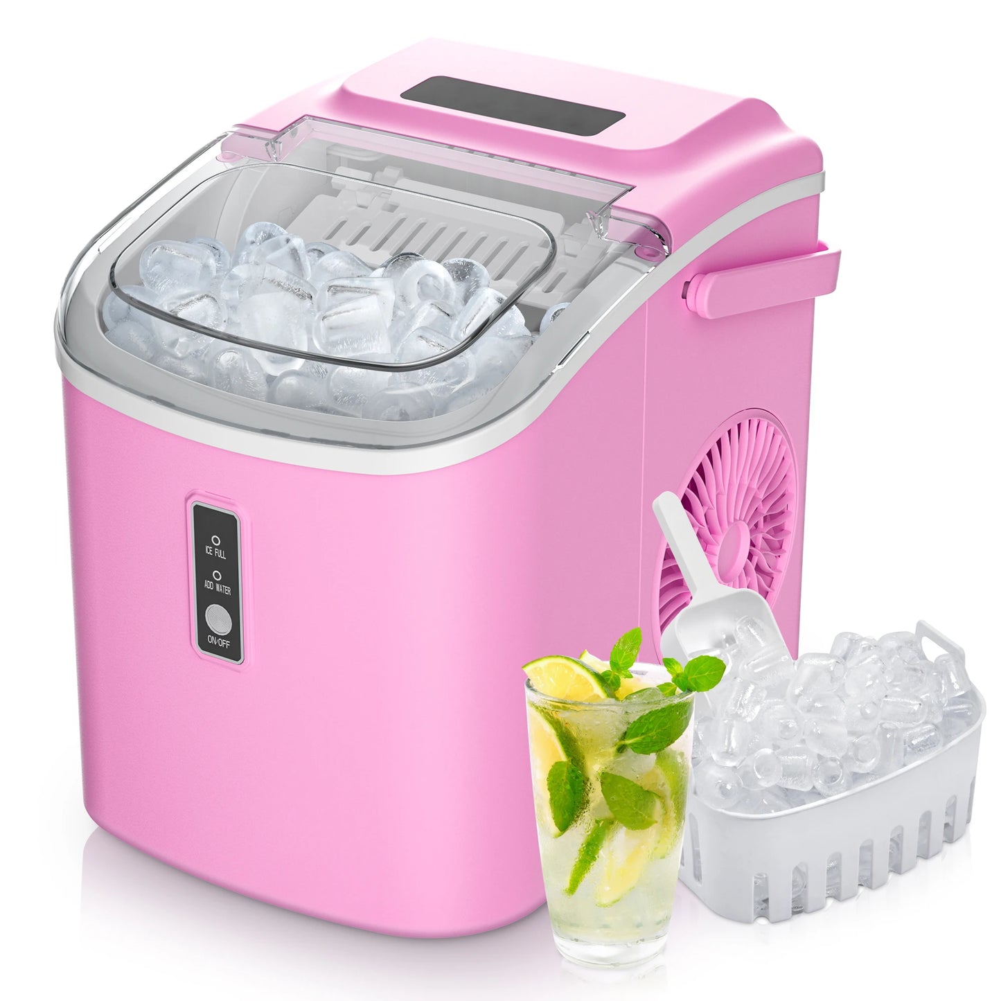 SIMZLIFE Portable Ice Maker Machine 26.5lbs/Day 9 Cubes in 6 Mins with Auto-Cleaning Basket and Scoop for Kitchen Office Party - Merit Sell