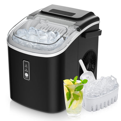 SIMZLIFE Portable Ice Maker Machine 26.5lbs/Day 9 Cubes in 6 Mins with Auto-Cleaning Basket and Scoop for Kitchen Office Party - Merit Sell