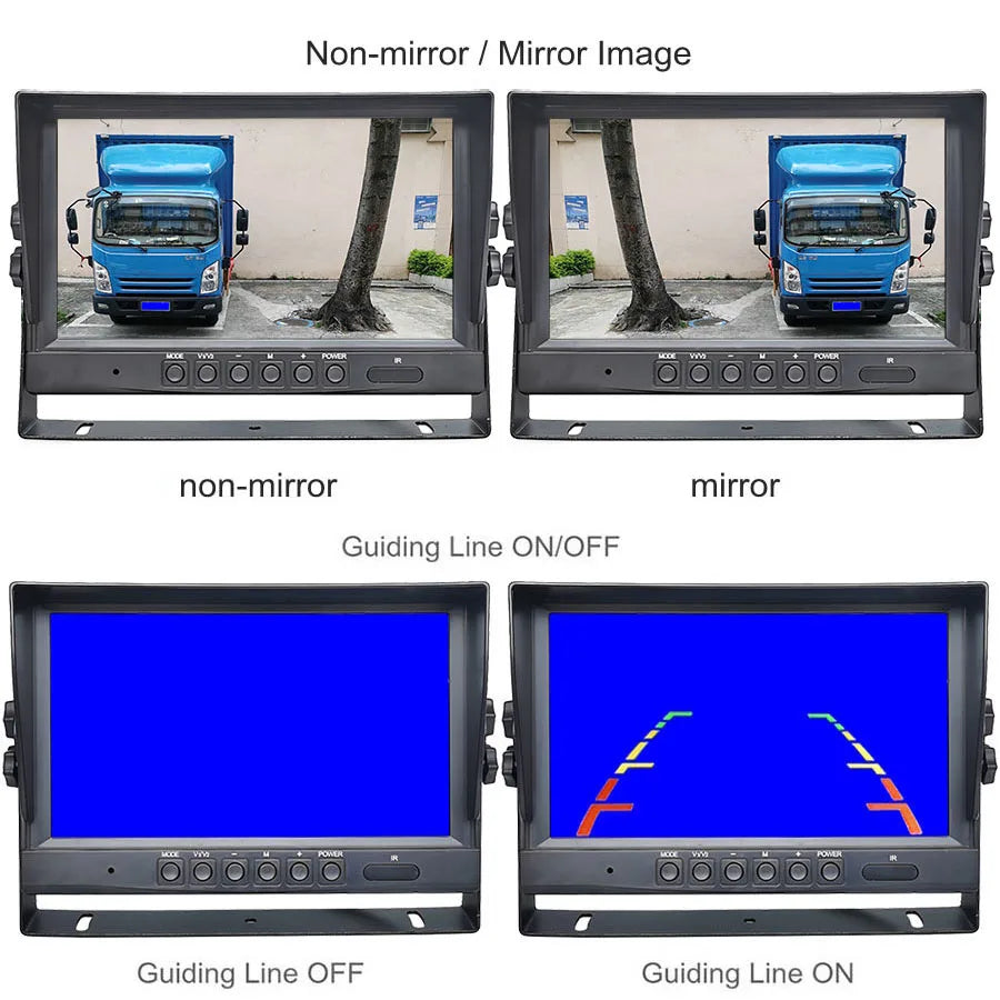 SMALUCK 9inch AHD IPS LCD HD Monitor Rear View Car Monitor Max Support 1080P AHD CVBS Car Camera 4PIN Video Input - Merit Sell