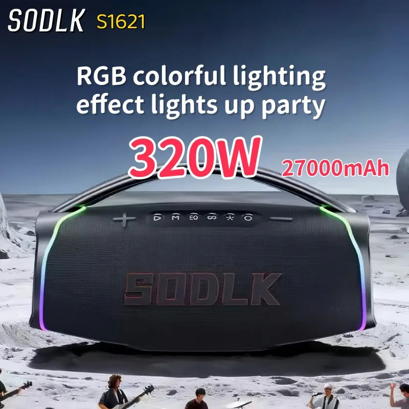 SODLK S1621 320W Portable Bluetooth Karaoke Speaker With 2 Wireless Microphones RGB Light For Outdoor Party Home KTV - Merit Sell