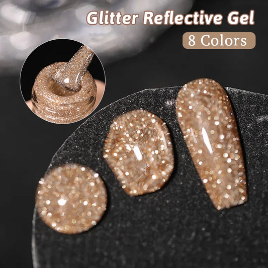 UR SUGAR 15ml Champagne Gold Reflective Glitter Gel Nail Polish Soak Off  Semi Permanent UV Gel Varnish For Summer Manicure Nail