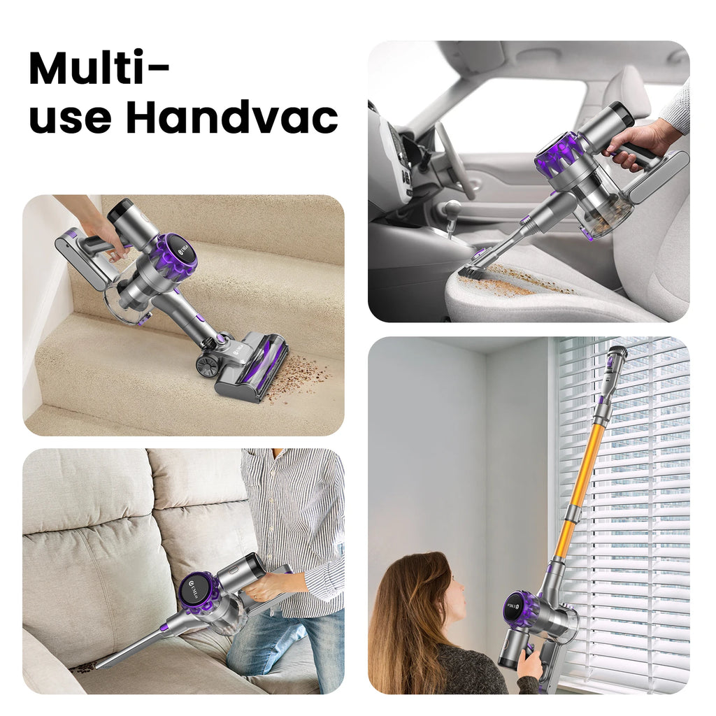 YISORA Cordless Vacuum Cleaner, 40Kpa 55Mins Running Time Wireless Vacuum Cleaner with Touchscreen for Pet Hair, Carpet