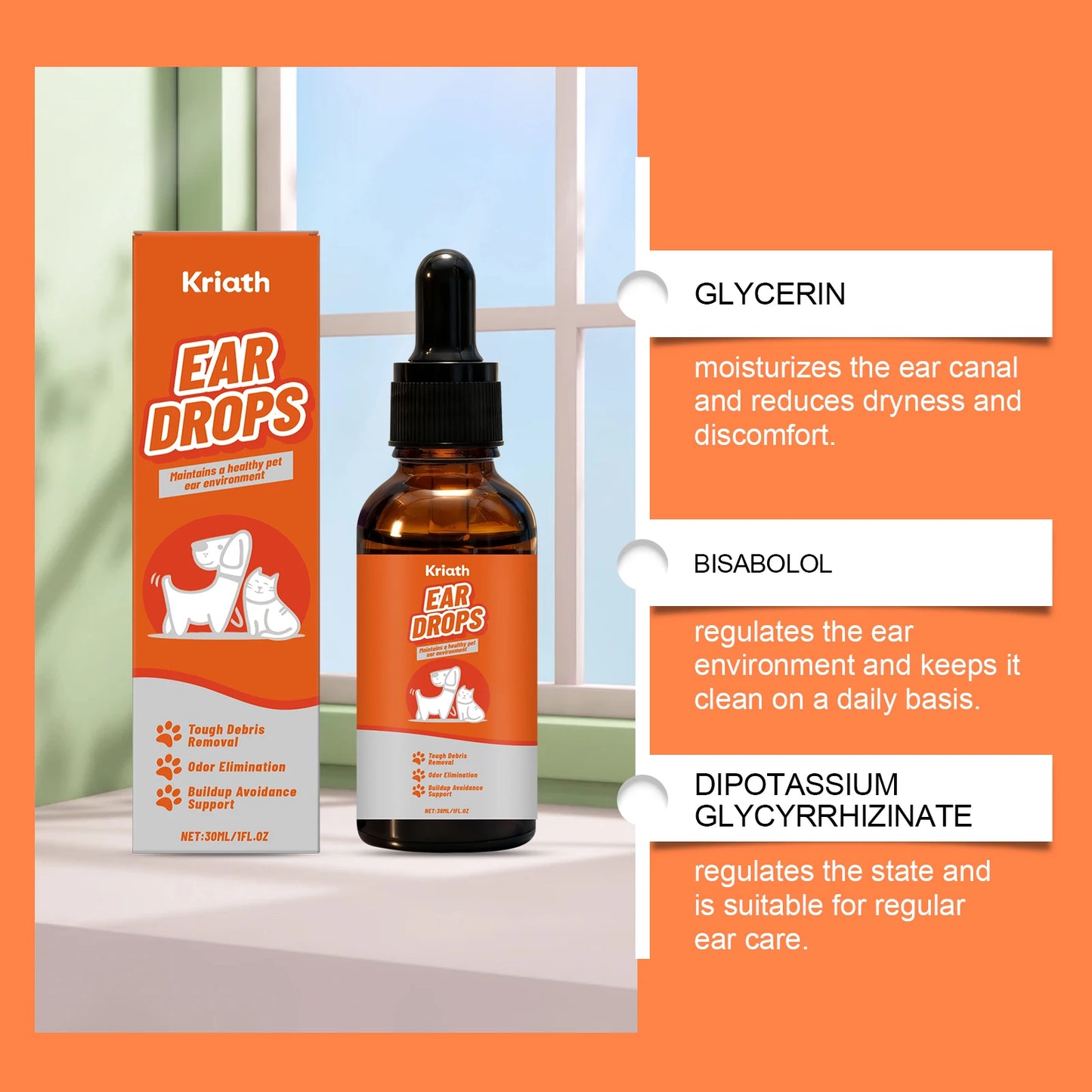 Dog Ear Care Drops Earwax Remover Relieve Itching Reduce Odor Anti-Fungals Dogs Cats Care Agent Gentle Pet Ear Cleaner Liquid