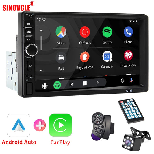7“ Carplay Car Radio 1 Din Android Auto Universal Multimedia Autoradio Player HD Touch Screen FM AUX Input Bluetooth MirrorLink