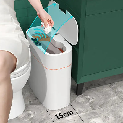 Large Capacity Smart Home Intelligent Induction Trash Can with Automatic Opening Lid for Household Toilet