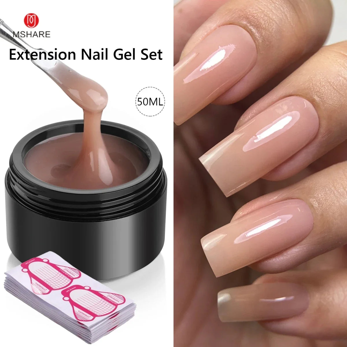 MSHARE 50ML Self Leveling Extension Nail Gel Set UV Led Construction Gel For Manicure Extend French Nail Art Build Nail