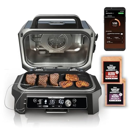Woodfire Pro Connect Premium XL Outdoor Grill Smoker Bluetooth App Enabled 7-in-1 Master Grill BBQ Smoker Outdoor Air Fryer Woo Merit Sell
