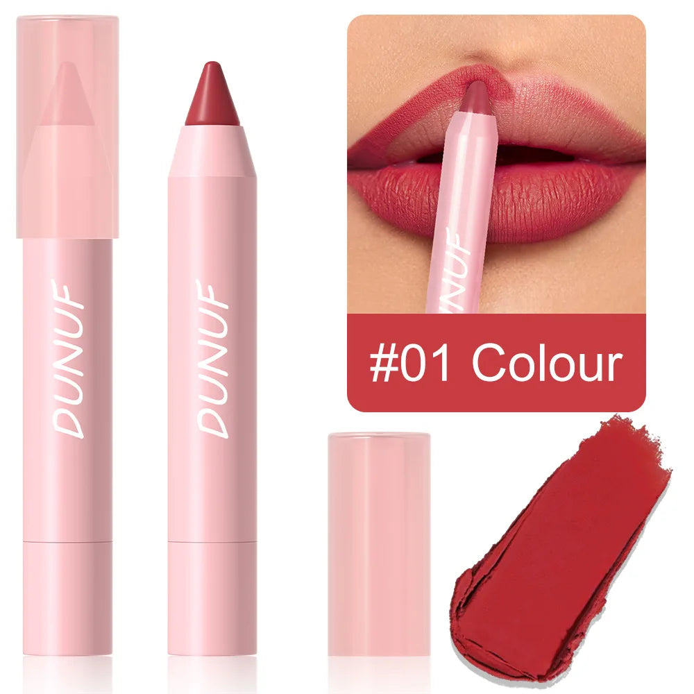 18-Colors Lipstick Pencil Waterproof Sexy Red Matte Contour Tint Lipstick Lasting Non-stick Cup Lipliner Pen Lip Makeup Cosmetic - Merit Sell