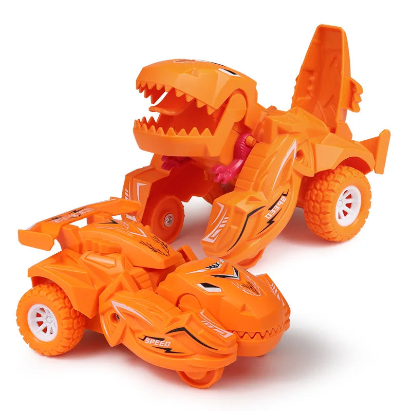 Transforming Toys Deformation Toy Inertial Sliding Dino Car Dinosaur Transform Car Toy Automatic Transformer Toy for KidsToddler
