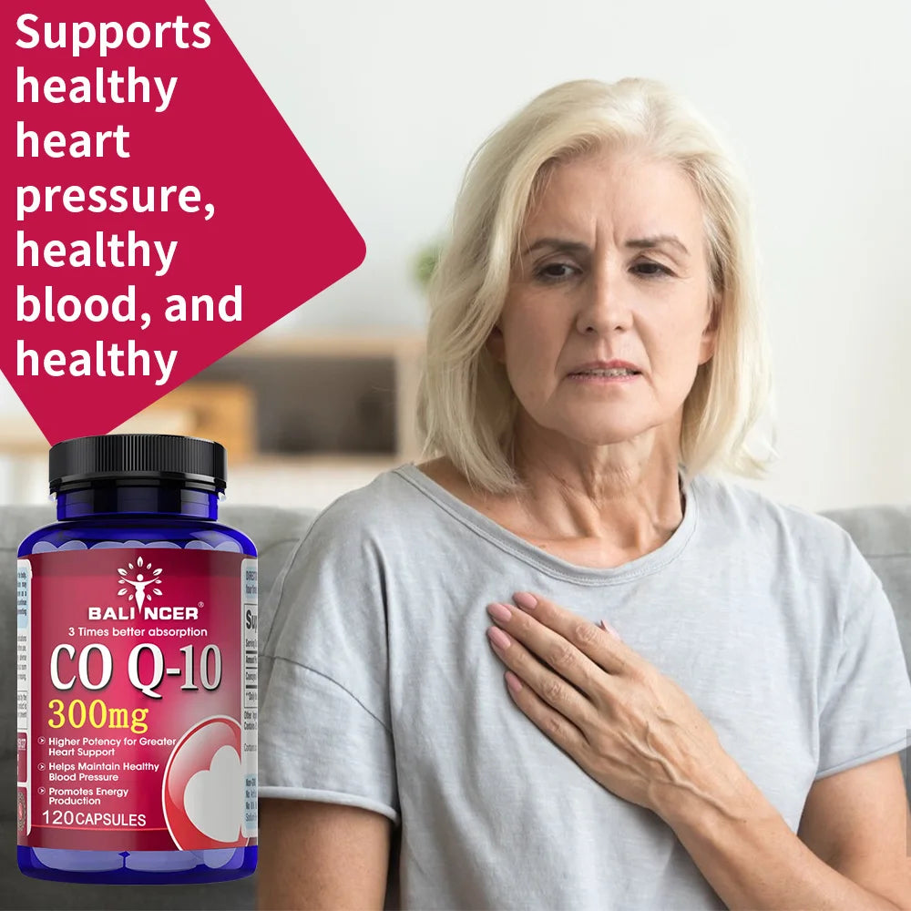 CoQ10 300mg Capsules - Highly Absorbable Antioxidant, Cardiovascular Heart Energy Support, Vegan, Non-GMO, Gluten-Free