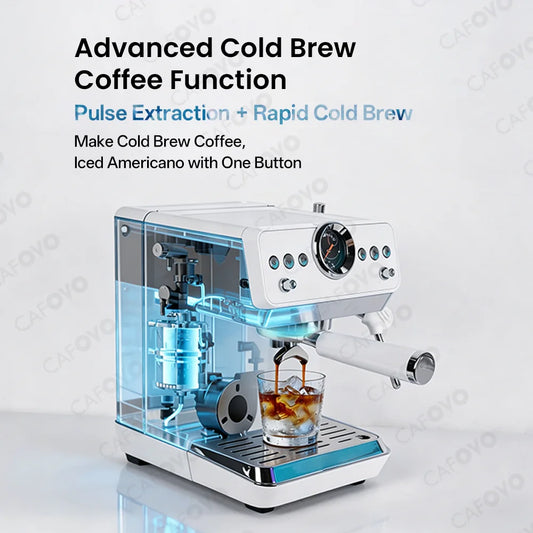 CAFOVO E160 58mm Semi-Auto Espresso Machine With PID Temp Control And Cold Brew Coffee Maker for Barista Latte Iced Americano Merit Sell