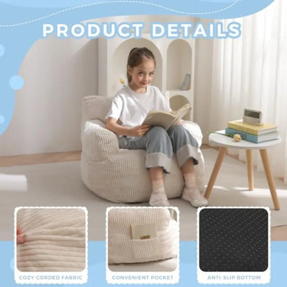 Bean Bag Chair Stuffed Toddler Bean Bag Sofa with Filler Bean Bag Chair for Boys and Girls Lazy Sofa with Pocket Floor Chair fo