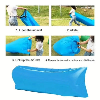 Inflatable Lazy Sofa Bed, Portable Camping Sofa Mattress, Foldable Festival Recliner for Outdoor Beach outskirts single-person