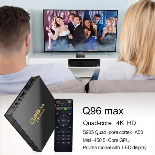 Q96 MAX cheap tv box 8/16GB+128/256GB Quad Core 4k tv box device RJ45 10M/100M Wifi box android 10 BT Voice Media player