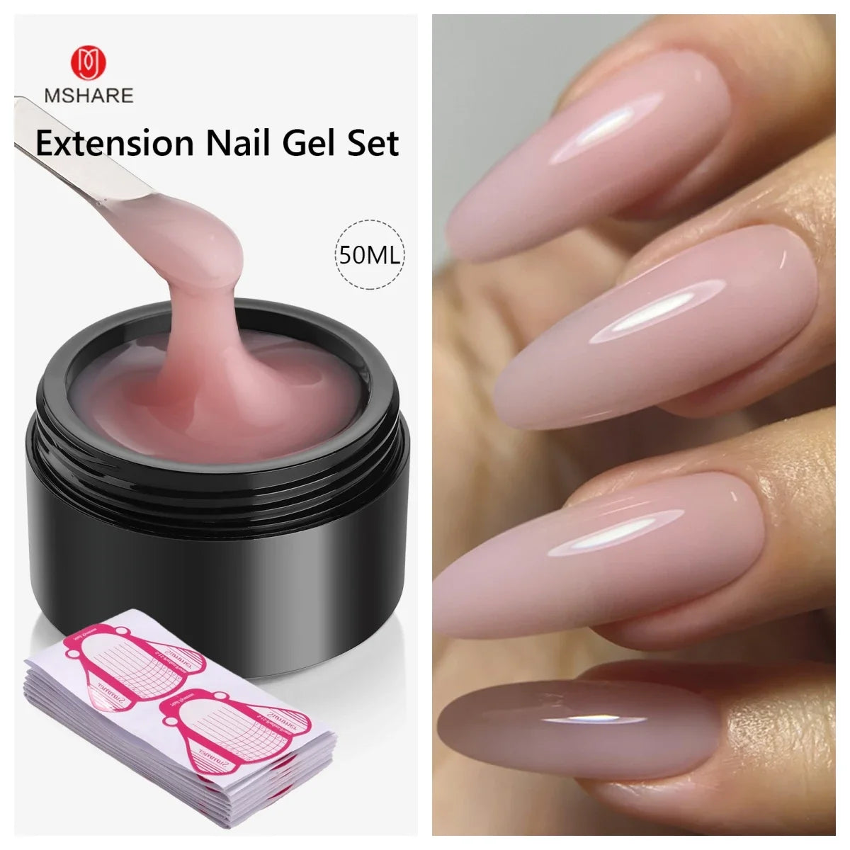 MSHARE 50ML Self Leveling Extension Nail Gel Set UV Led Construction Gel For Manicure Extend French Nail Art Build Nail - Merit Sell