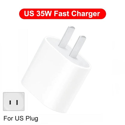 PD 35W USB C Fast Charger For Apple iPhone 16 15 14 13 12 11 Pro Max Fast Charging USB C Type C Charger Cable Phone Accessories