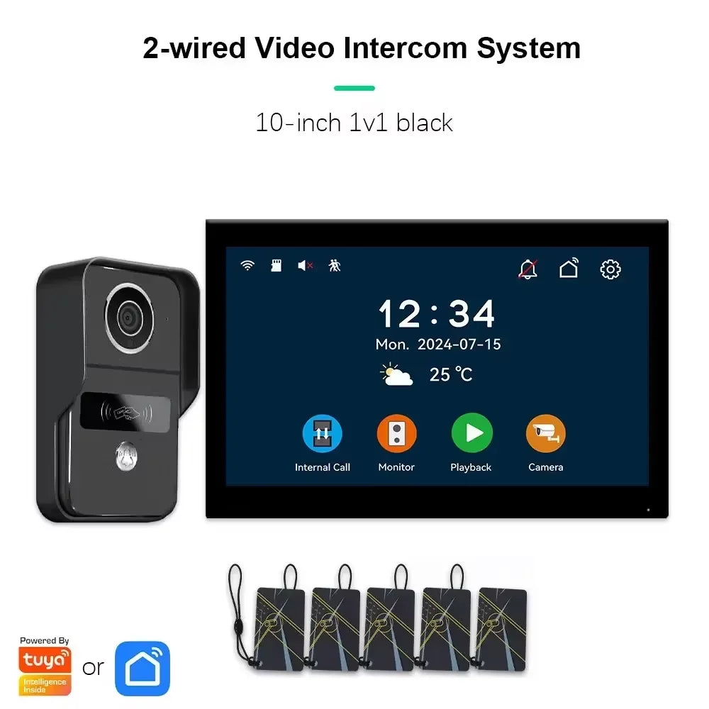 ANJIELO Smart Wifi 2-line intercom video Doorbell System 7/10-inch monitor 1080P doorbell camera Video doorbell Cartuya unlock
