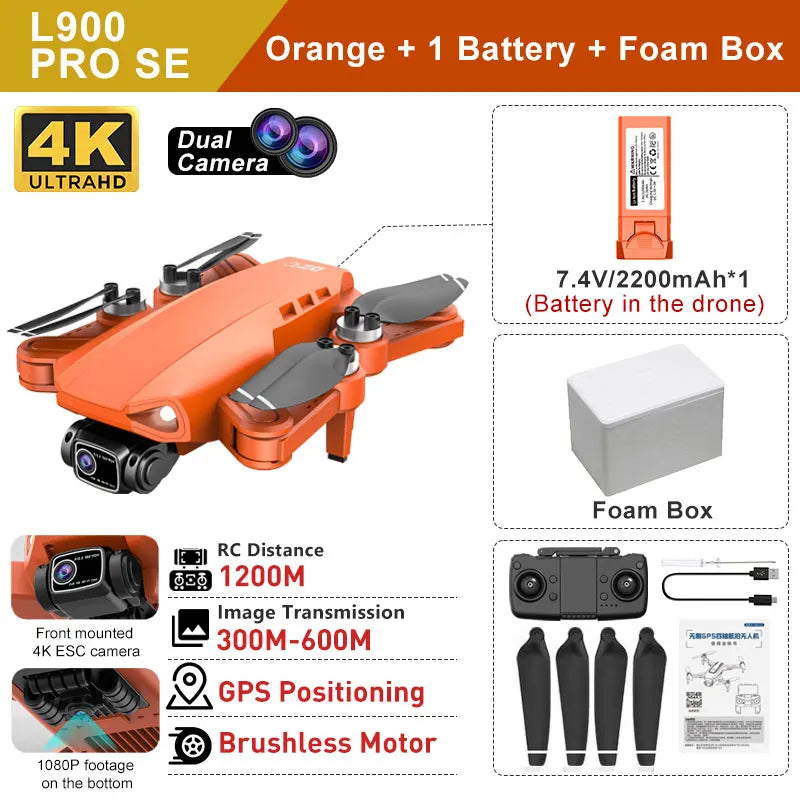 LYZRC L900 PRO SE Drone 4K Professional HD Dual Camera GPS Dron 5G WIFI FPV Foldable Quadcopter Brushless Motor RC Helicopter