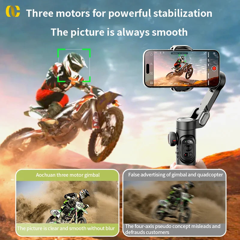 AOCHUAN Smart XE 3-Axis Handheld Gimbal Stabilizer for Smartphone iPhone Android Face Tracking Tiktok Vlog Live Streaming - Merit Sell