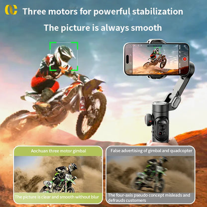 AOCHUAN Smart XE 3-Axis Handheld Gimbal Stabilizer for Smartphone iPhone Android Face Tracking Tiktok Vlog Live Streaming - Merit Sell