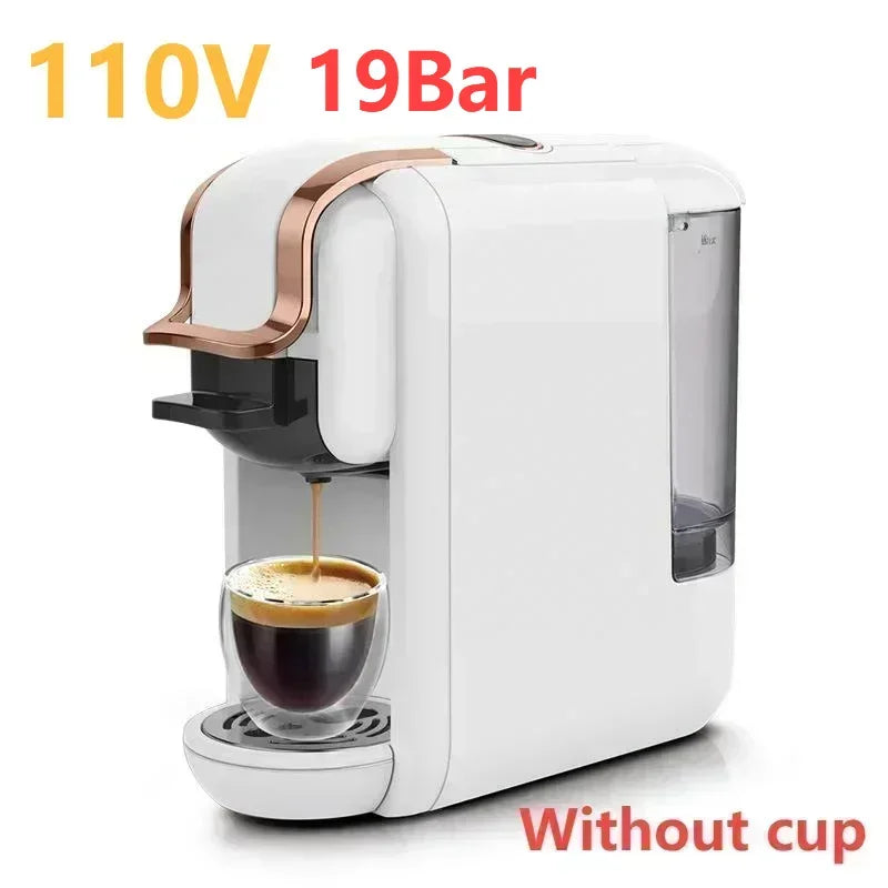 110V 220V 1450W 600ml 19-20Bar 4In1 Multi Capsule Coffee Machine Cold Hot Milk Italian Portable Nespresso Capsule Coffee Machine