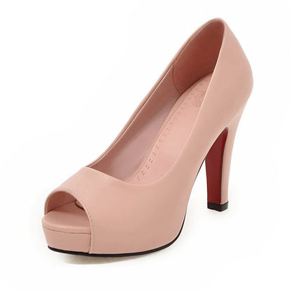 Women High Heels Party Platform Shoes Fish Mouth Spring Pumps Woman Pointed Toe Slip On Thin Heels Female Dress Shoes Plus Size
