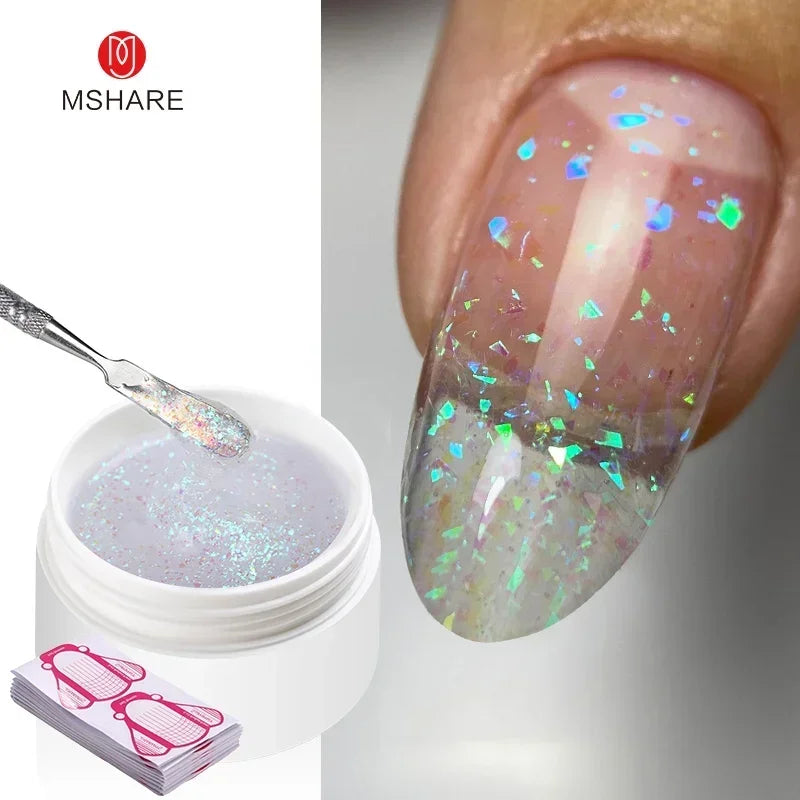 MSHARE 50ML Self Leveling Extension Nail Gel Set UV Led Construction Gel For Manicure Extend French Nail Art Build Nail