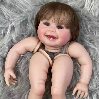 22 Inch Painted Reborn Doll Kit Juliana Adorable Girl With Hair Transplant High Quality Unfinished Doll Parts With Cloth Body