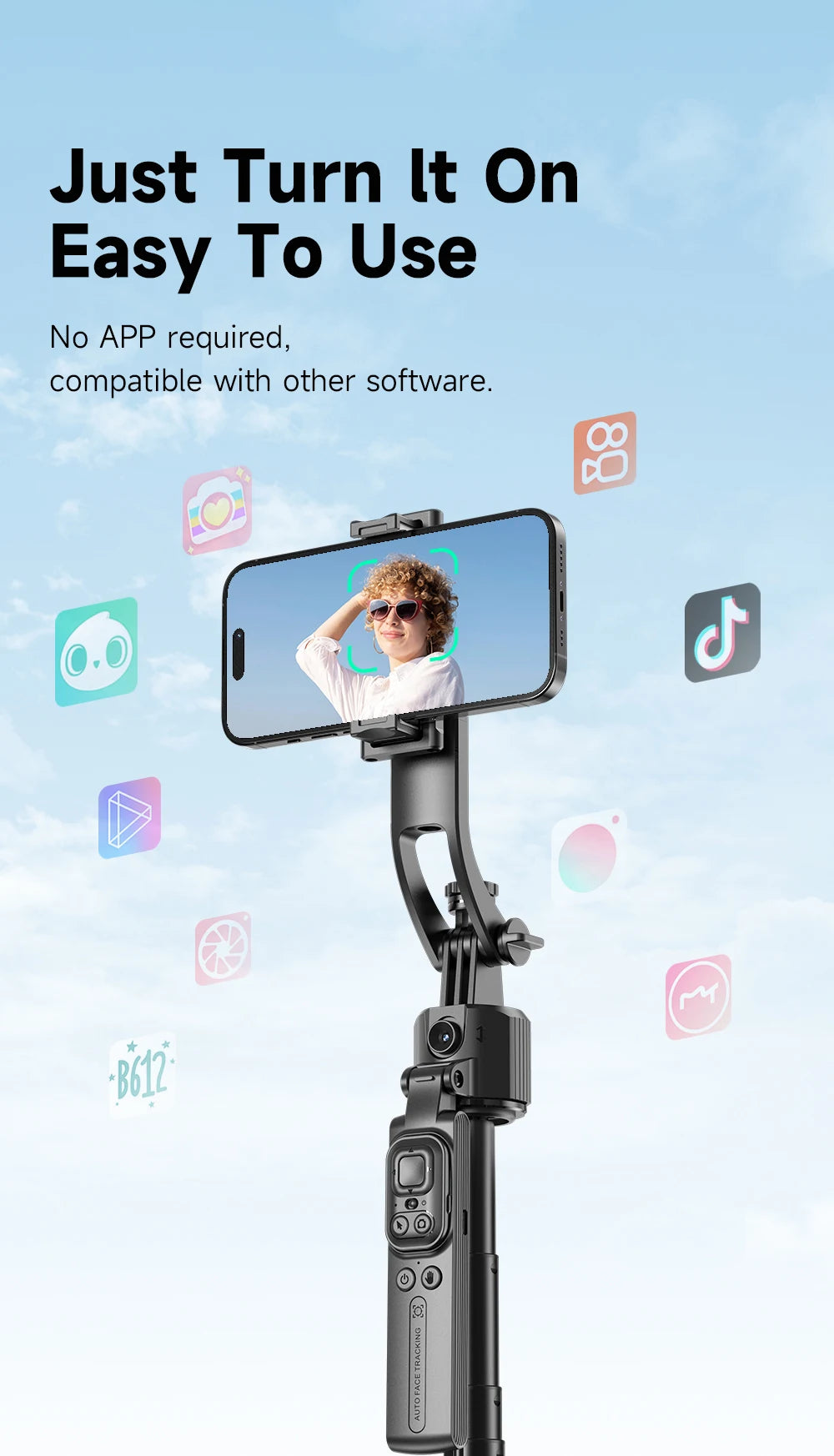 C17 Tripod 360°Auto-Rotation AI Tracking Remote Control Bluetooth Shooting Quadrapod Selfie Stick Stabilizer Optional Fill Light