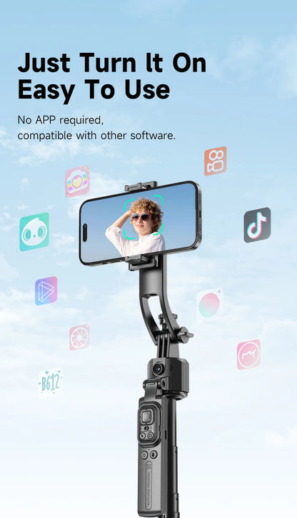 C17 Tripod 360°Auto-Rotation AI Tracking Remote Control Bluetooth Shooting Quadrapod Selfie Stick Stabilizer Optional Fill Light