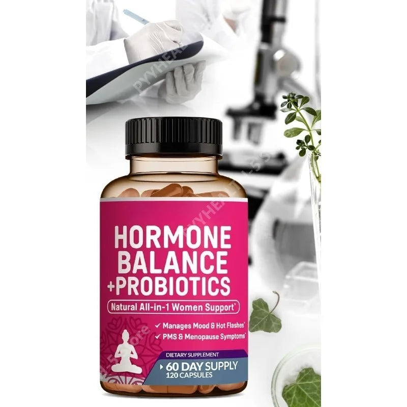 Hormone Balance Supplement Capsules + Probiotics for Women Menopause Relief PMS Non GMO 120 Capsules