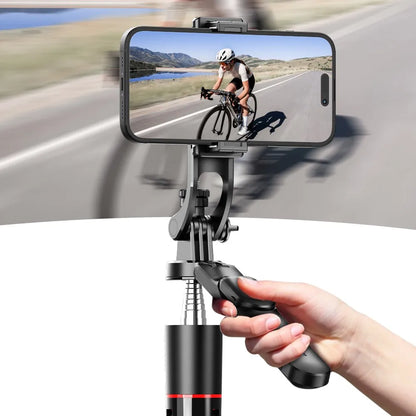 MEUYAG Selfie Stick Tripod with 1708mm Long Monopod Fill Light, Bluetooth Remote, 360° Rotation, 1/4 Interface, for mobile phone