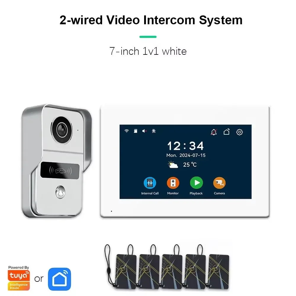 ANJIELO Smart Wifi 2-line intercom video Doorbell System 7/10-inch monitor 1080P doorbell camera Video doorbell Cartuya unlock