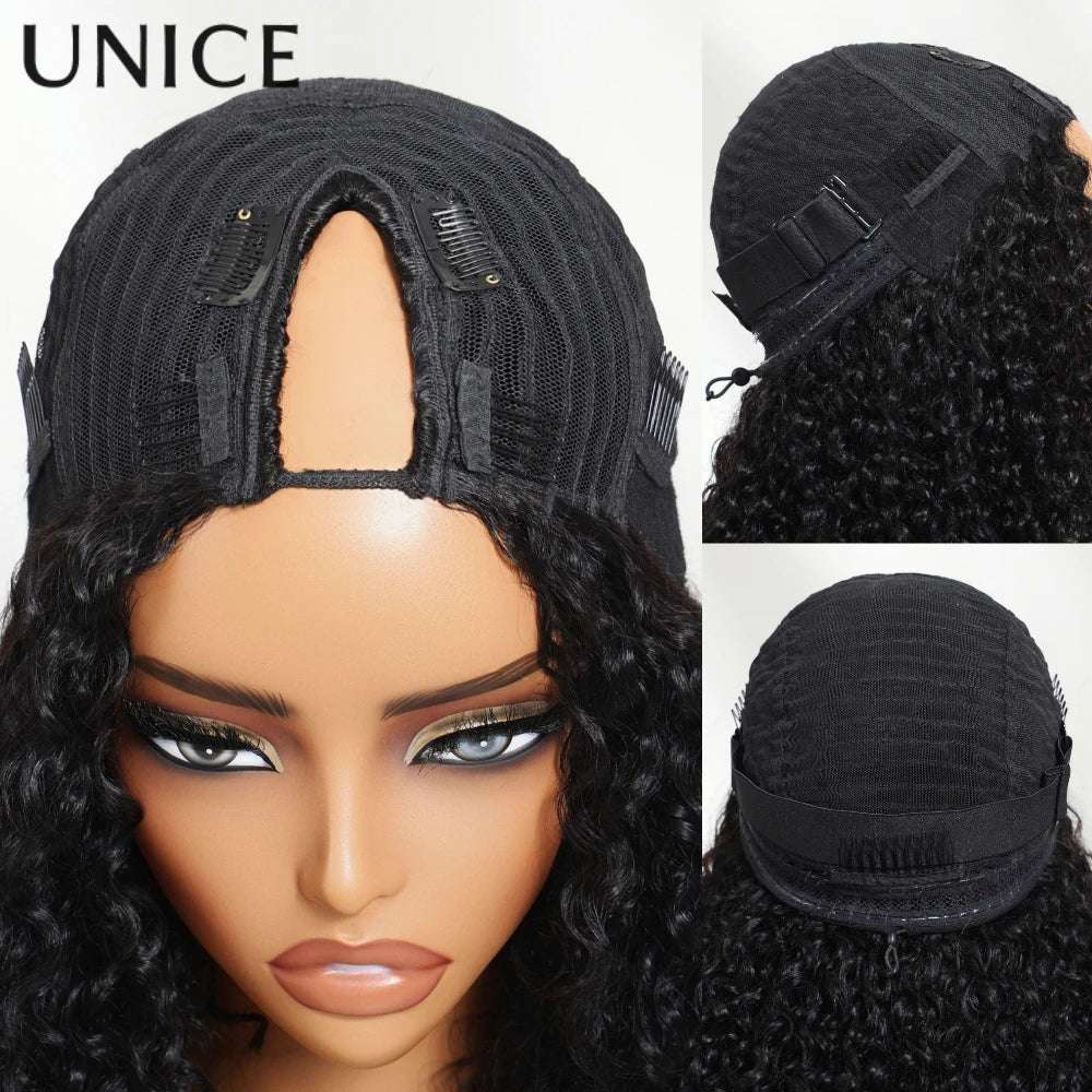 UNice Hair 180% Density Body Wave V Part Wig With Drawstring 100% Human Hair Real Scalp Upgrade U Part Wig Fit For All Sizes