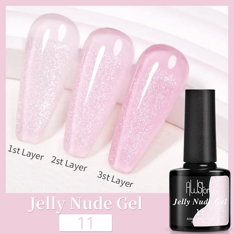 AWStorG 15ML Fiber Builder Nail Gel In A Bottle UV Semi Permanent Clear Pink Nail Strengthener Extension Construction Gel