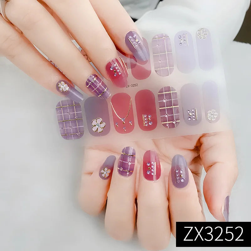 3D Waterproof Nail Art Stickers Self-Adhesive Fashion Colorful Manicure Decal UV LED Lamp Need Gel Nail Decals Nail Decoration