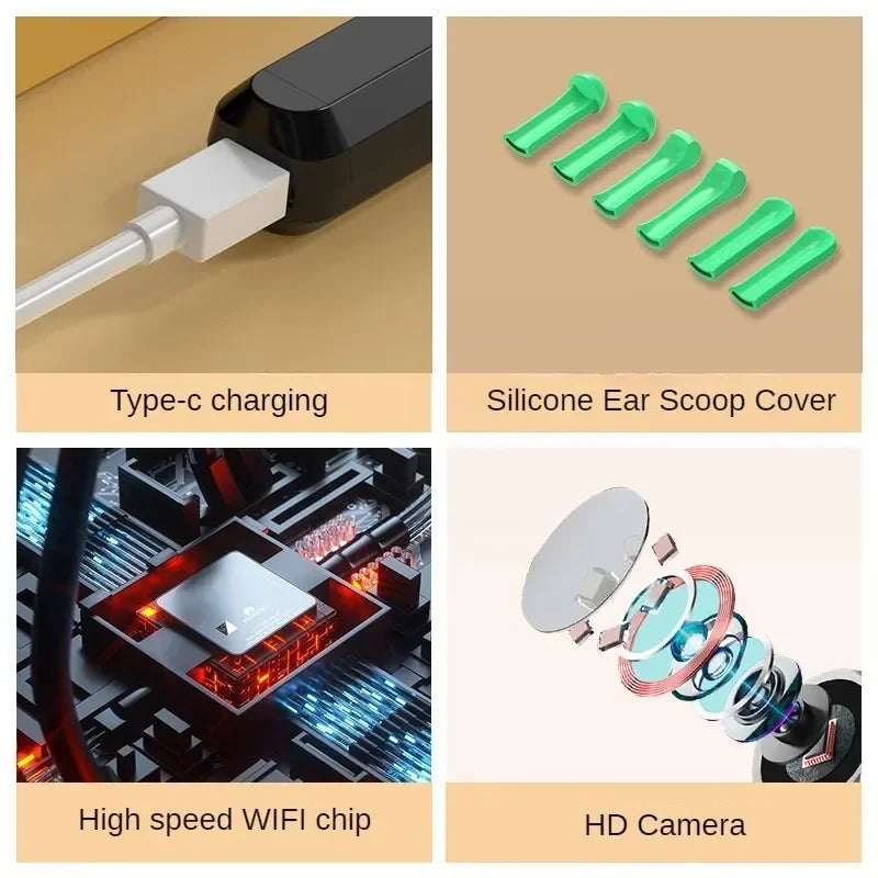 Wireless WiFi Ear Pick Otoscope Camera Borescope Luminous Ear Wax Cleaning Teeth Oral Inspection Health Care Ear Cleaner Tool