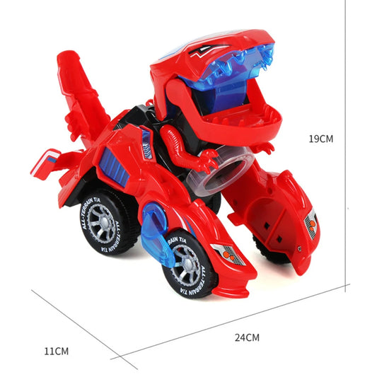Transforming Car Dinosaur Toy for Kids, Dino Transformer Toy Car with Light Music for Toddlers 1-3, Christmas Gifts for Boys