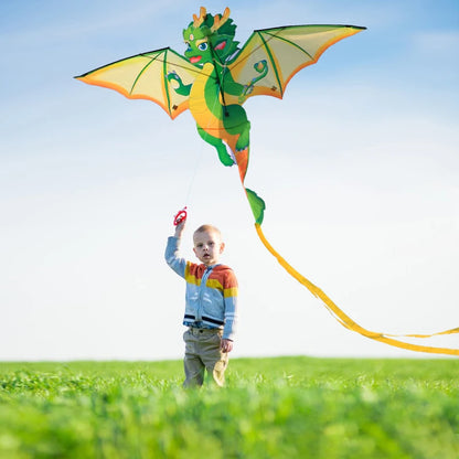 Yongjian Green Chinese Dragon Kite Upgraded Hot Cut Craft Cartoon Kite Suitable for Beginners  With 50m kite string