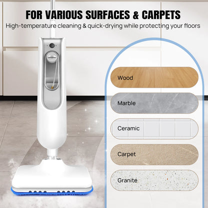 Steam Mop&Detachable Steam Cleaner,1500W Powerful Floor Steamer,Removes up to99.9%of Bacteria andViruses,for Carpet Clean,400ml - Merit Sell