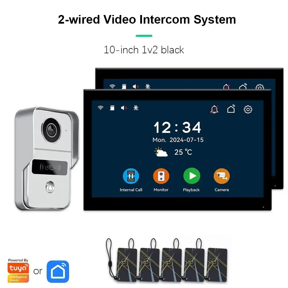 ANJIELO Smart Wifi 2-line intercom video Doorbell System 7/10-inch monitor 1080P doorbell camera Video doorbell Cartuya unlock