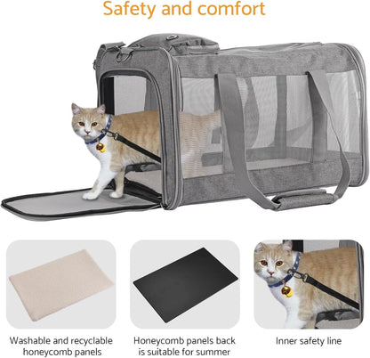 Dog Carrier,Cat Carrier Airline Approved Soft Pet Carrier with Breathable Honeycomb Board,Removable Support Board for Car,