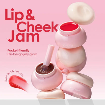 Long-lasting Moisturizing Solid Lip Jelly Red Tinted Lip & Cheek Jam Lip Balm Smooth Gloss Jelly LipGloss Water Light Lipsticks