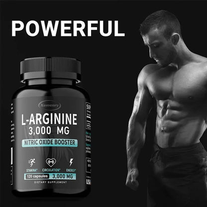 L-Arginine 3000mg - Men's Strength and Endurance Supplement,Support Reproductive Health - 120 Capsules