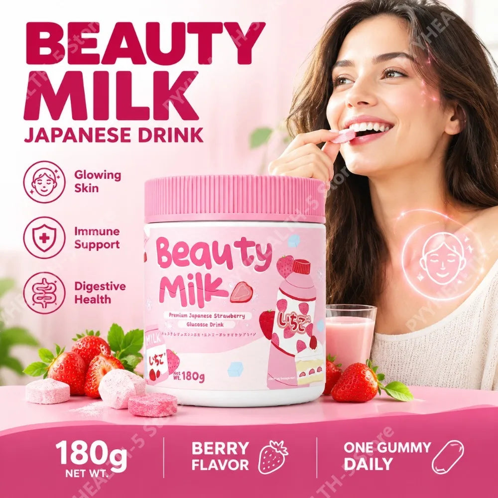 Beauty Milk Collagen Powder with Glutathione Hydrolyzed Marine Collagen Vitamin C Support Antioxidant and Skin Glow Net 180g Jar
